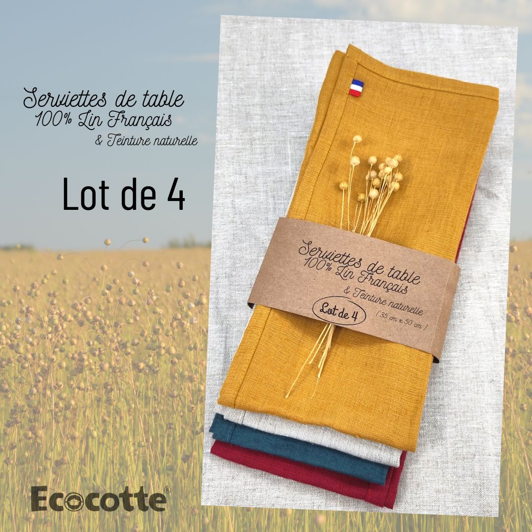 - Lot de 6 Serviettes en lin français - Lowreka