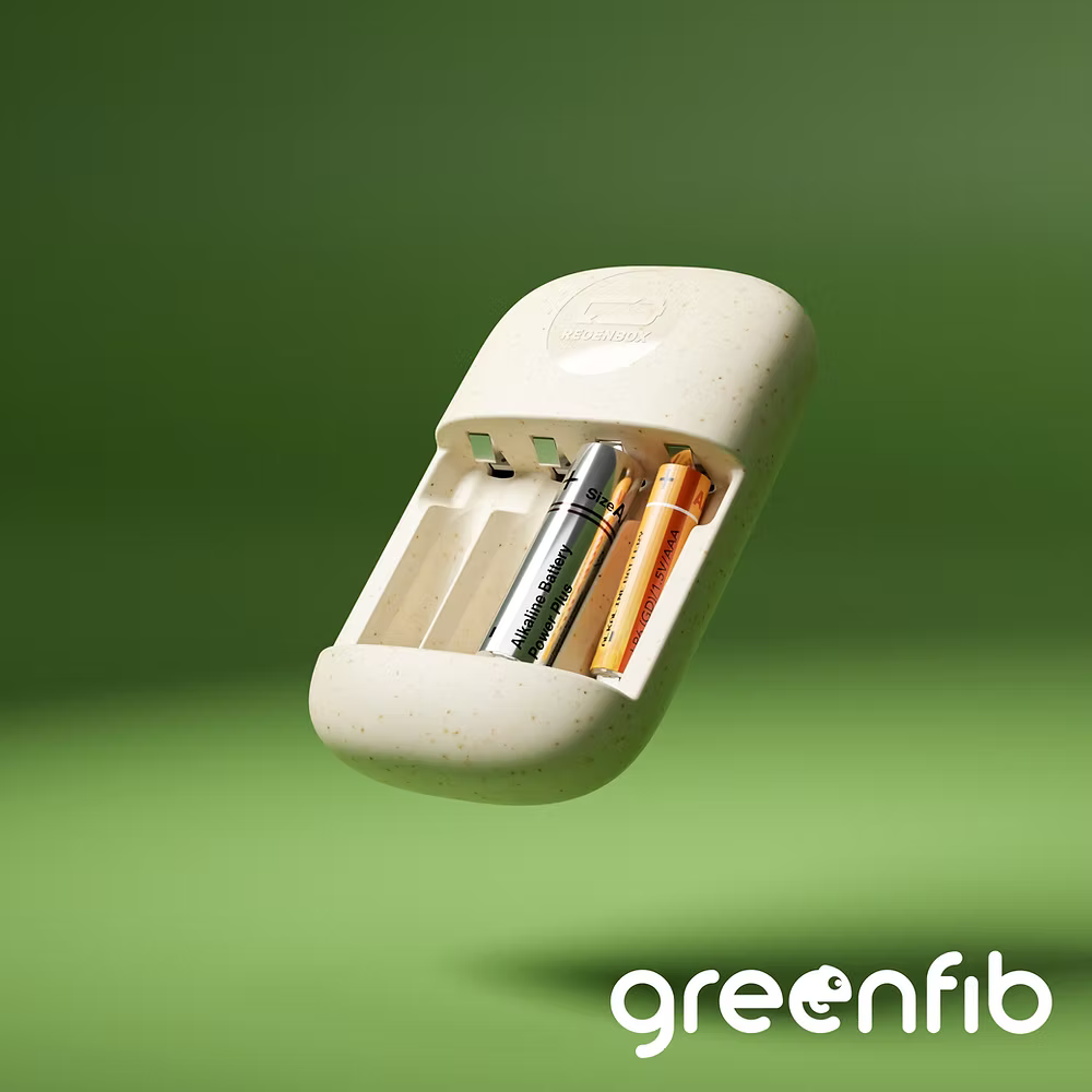 Régénérateur de piles alcalines jetables RegenBox 2 en plastique biosourcé Greenfib