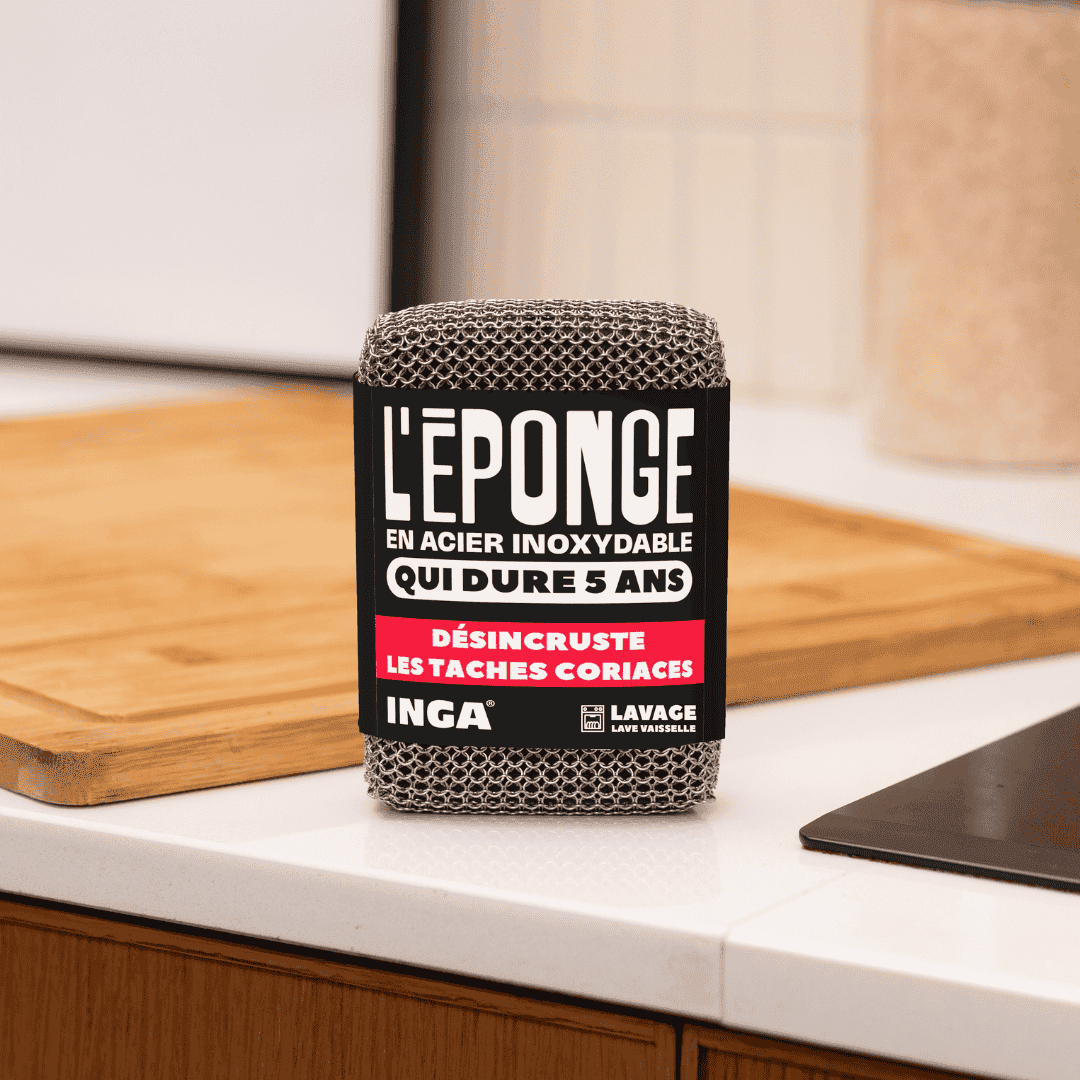 Les éponges - Éponge en acier inoxydable – grattoir réutilisable pour nettoyage - Lowreka