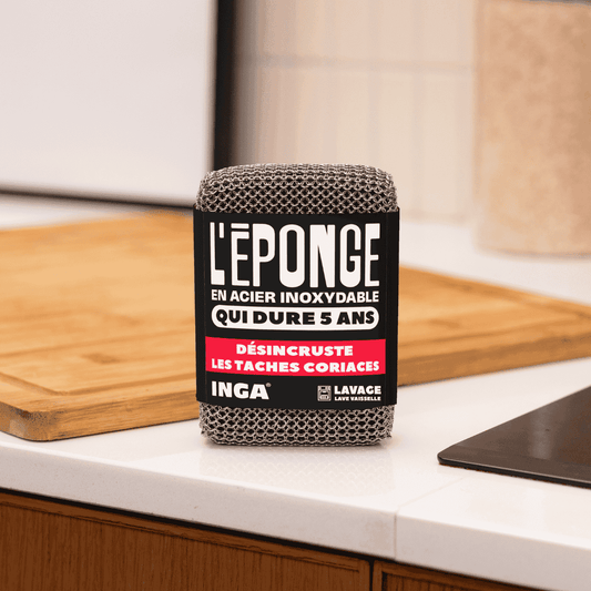 Les éponges - Éponge en acier inoxydable – grattoir réutilisable pour nettoyage - Lowreka