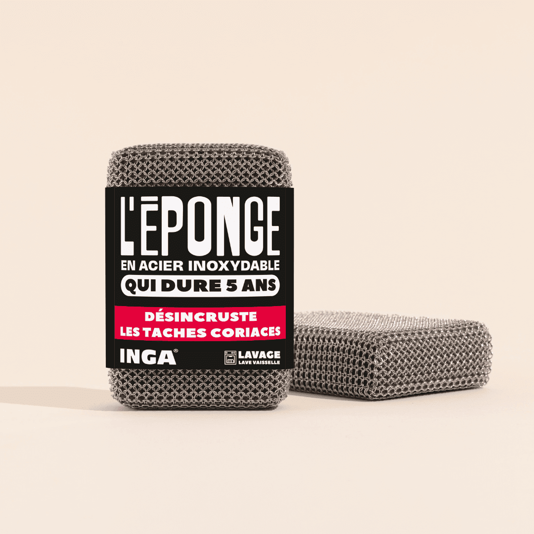 Les éponges - Éponge en acier inoxydable – grattoir réutilisable pour nettoyage - Lowreka