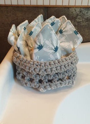  - Lot de 6 lingettes réutilisables plus pannier - Lowreka