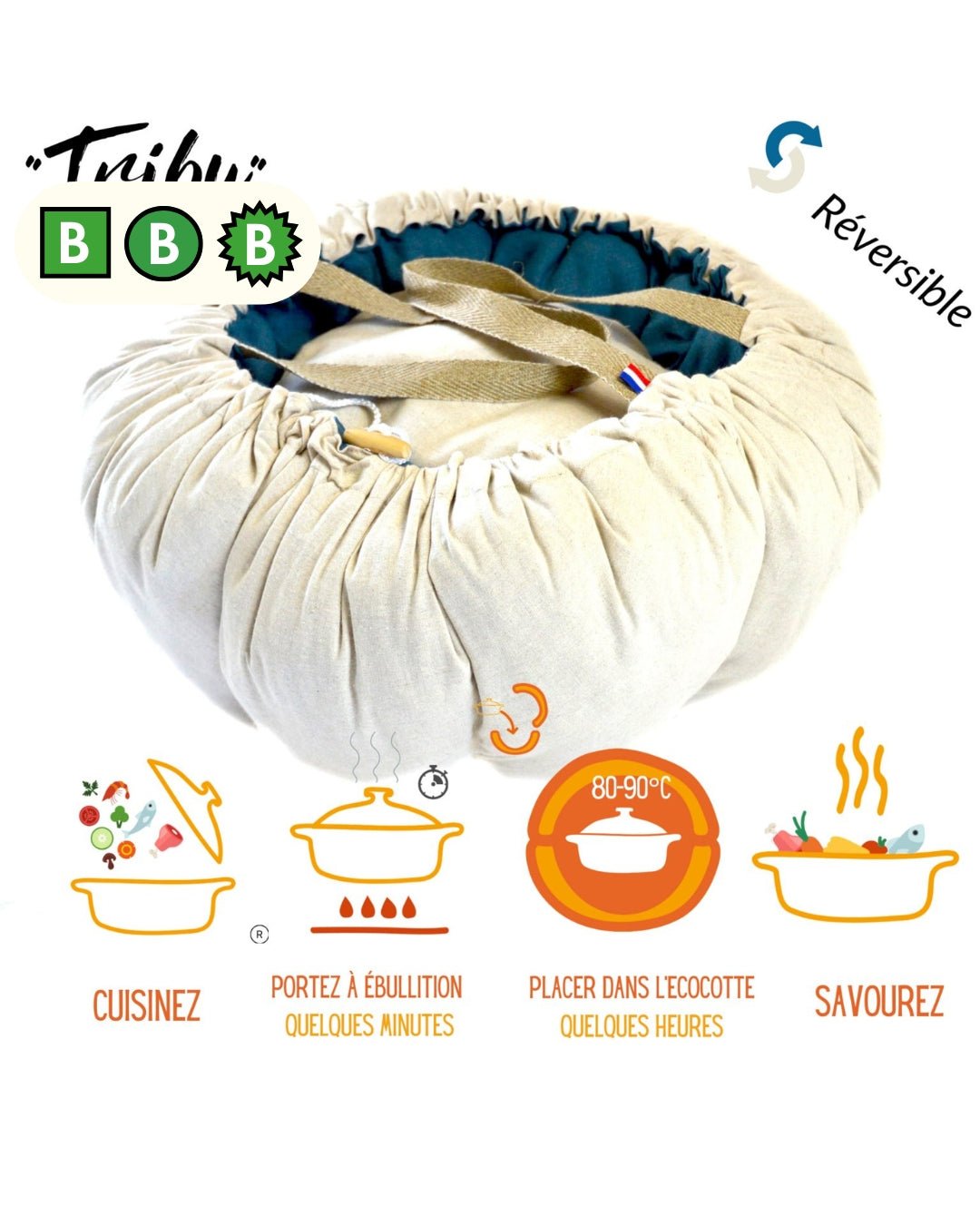 - Marmite norvégienne "Tribu" tissu en lin 2 à 8 couverts - Lowreka